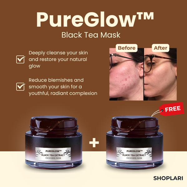 1+1 Gratis | Gezichtsmasker | Zwarte Thee & Ginseng | Tegen Acne, Rimpels & Huidoneffenheden