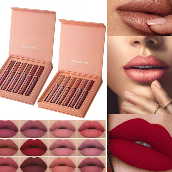 Matte Lippenstift Set | Langhoudend | Verzorgend met Avocado-olie & Vitamine E | 6 Kleuren