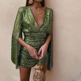 Glitterjurk met V-hals