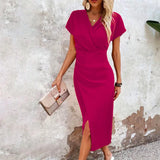 Willa - Casual Short Mini Dress with V-Neck