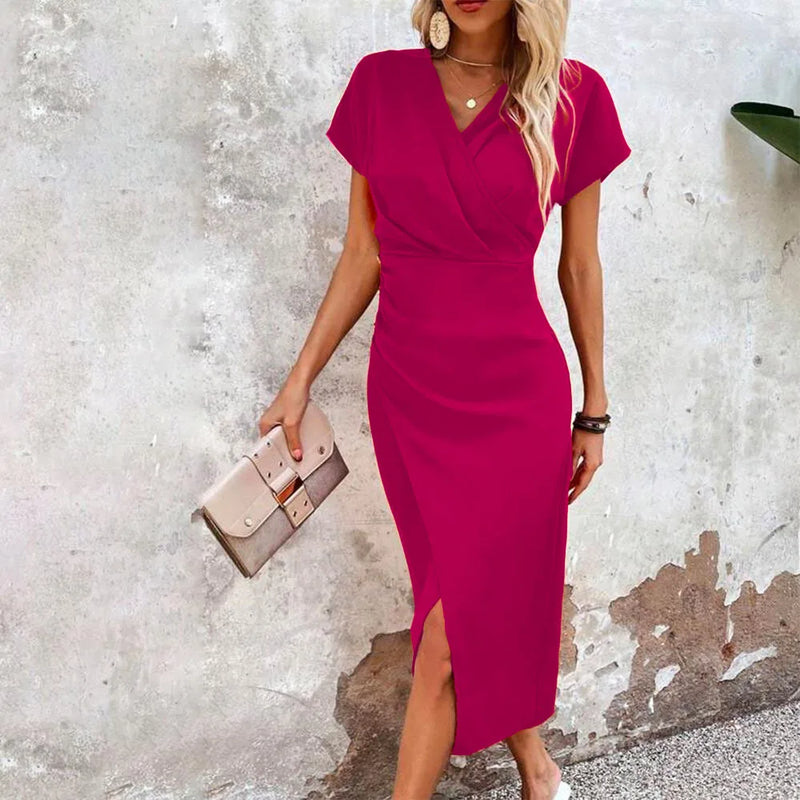 Willa - Casual Short Mini Dress with V-Neck