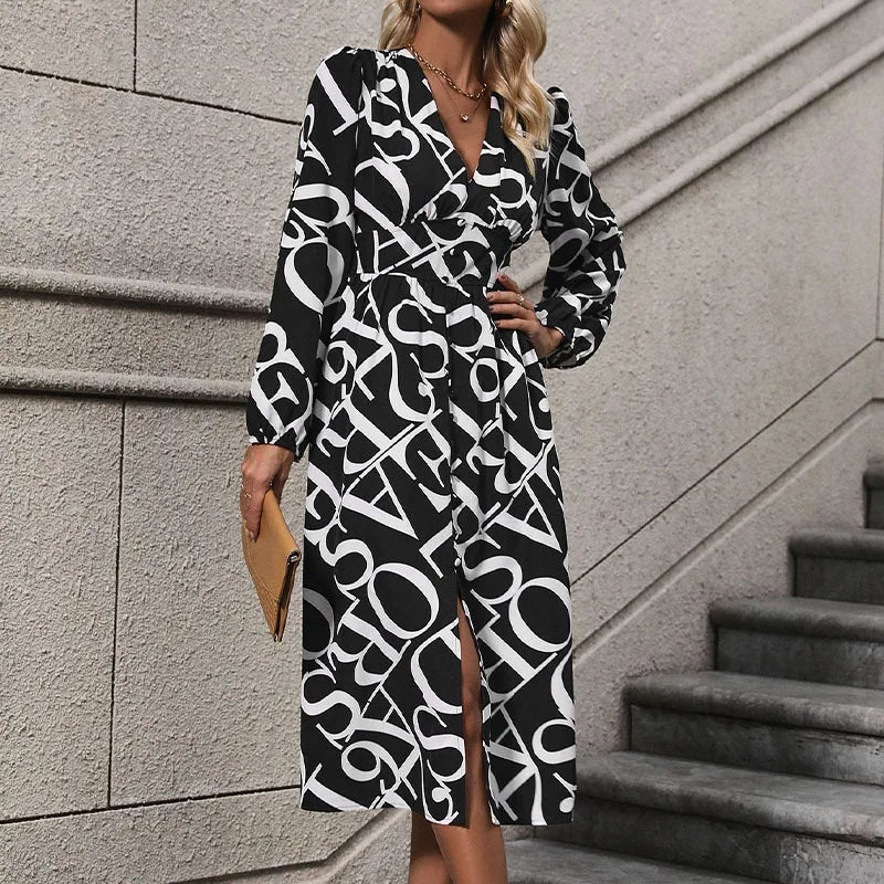Elena | Elegant geometrisch ontworpen damesjurk