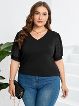 Janne - V-hals T-shirt met mouw en buikbedekking