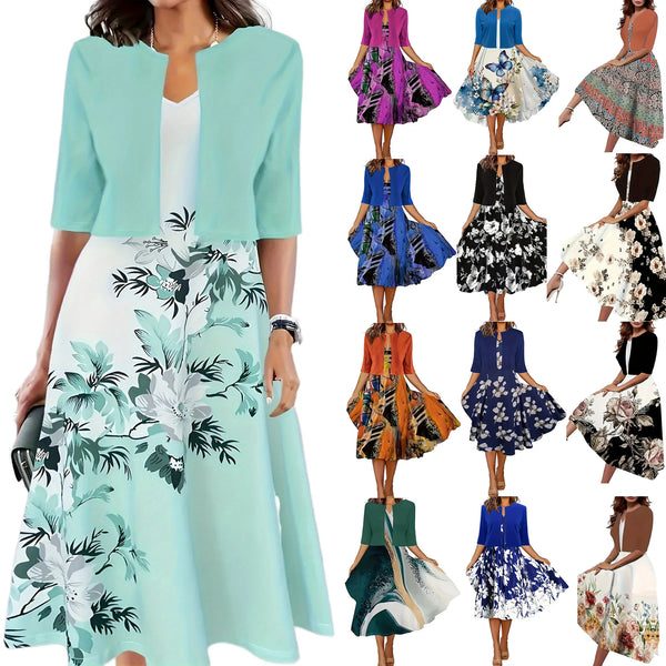 Jurk Dames | Zomermantel Stijl | Blazerlook & Midi Lengte | Polyester