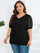 Janne - V-hals T-shirt met mouw en buikbedekking