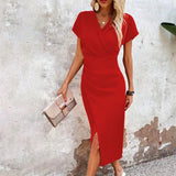 Willa - Casual Short Mini Dress with V-Neck