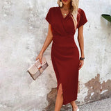 Willa - Casual Short Mini Dress with V-Neck
