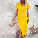 Willa - Casual Short Mini Dress with V-Neck