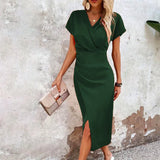 Willa - Casual Short Mini Dress with V-Neck