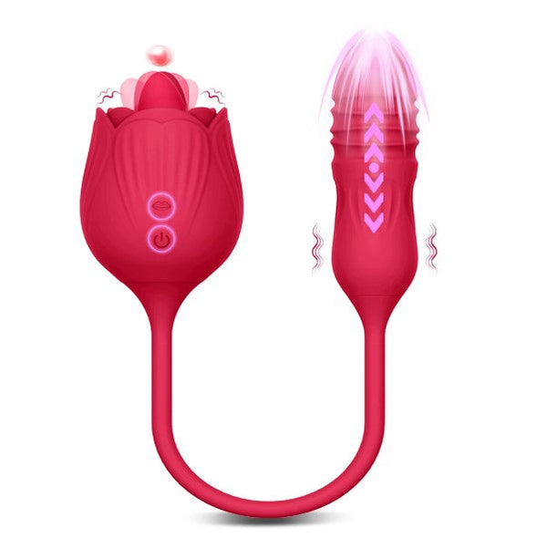 Theodora™️ Rose Voorgevormde 2-in-1 Clitoris-tong-lik Vibrator