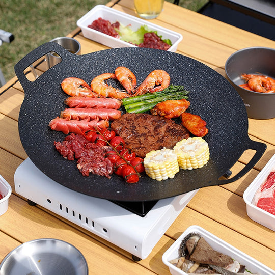 GrillMeester™ Geniet van eenvoudig grillen met deze non-stick stone grillpan.