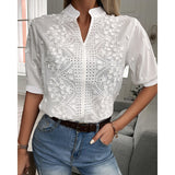 BellaVita™ – Witte damesblouse met stijlvolle pofmouwen