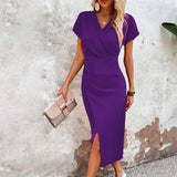 Willa - Casual Short Mini Dress with V-Neck