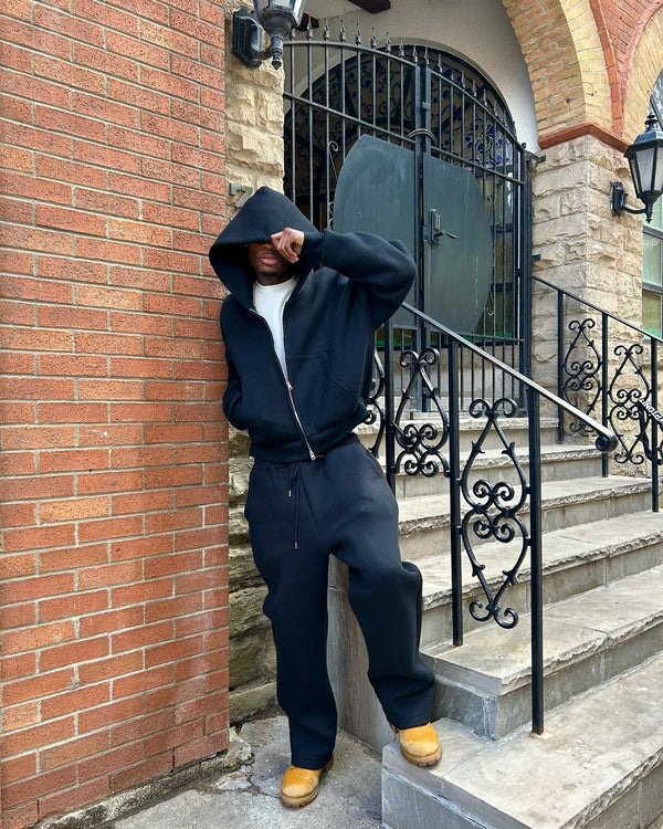 Heren Zip-Up Trainingspak | Licht Oversized | Kort Design