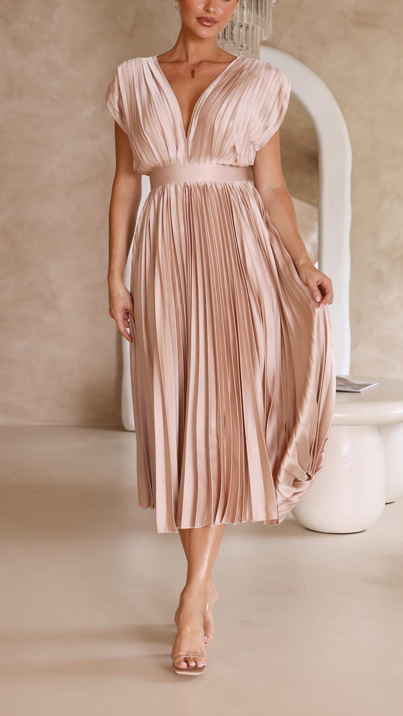 Maria | Elegante en verfijnde geplisseerde jurk