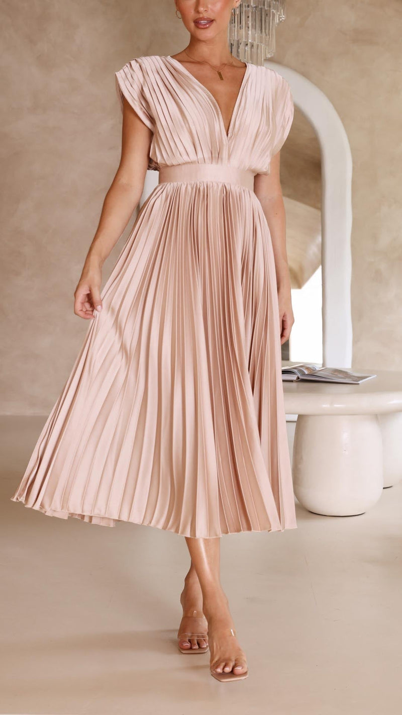 Maria | Elegante en verfijnde geplisseerde jurk