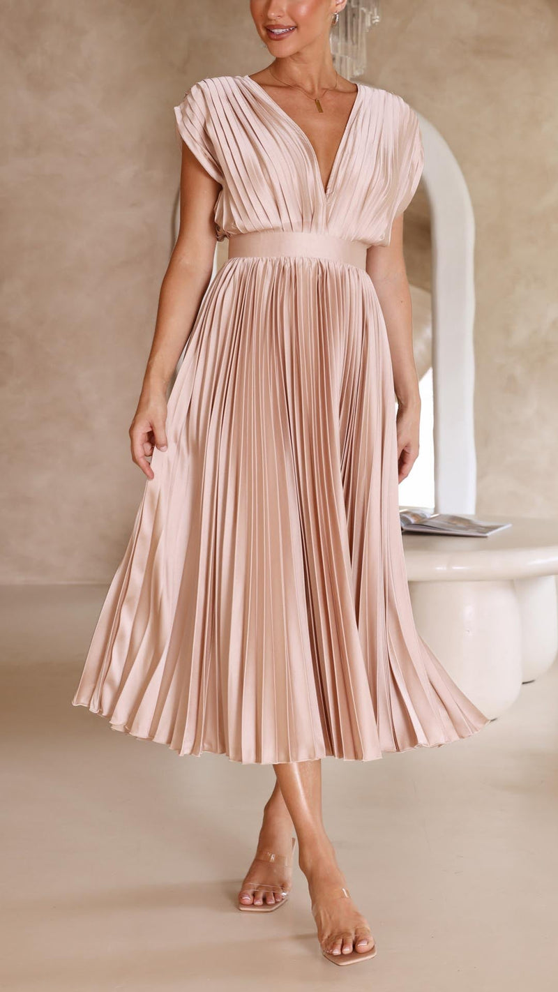 Maria | Elegante en verfijnde geplisseerde jurk