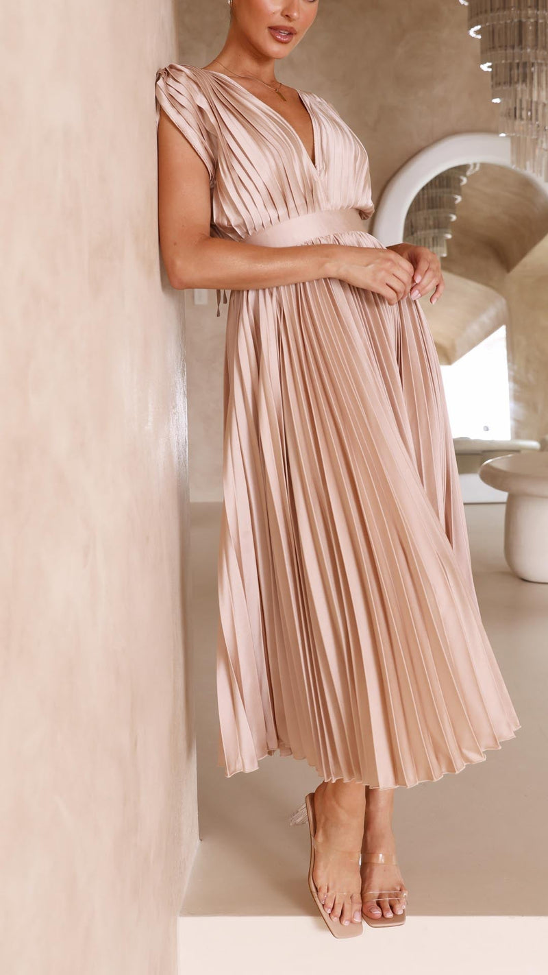 Maria | Elegante en verfijnde geplisseerde jurk
