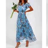 Dames zomer formele bloemrijke bruidsgastjurk | Maxi