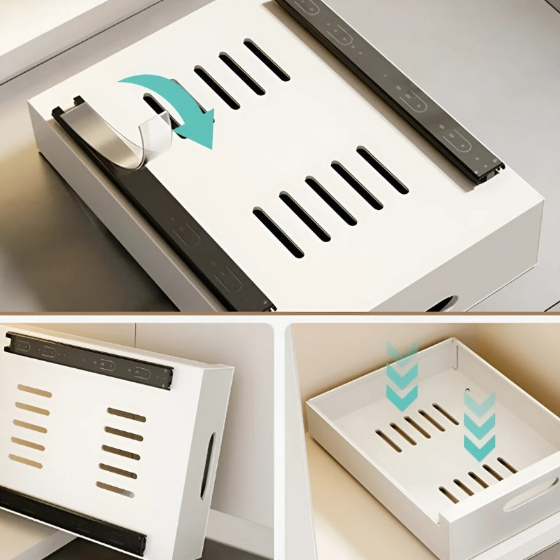 RekMaat Kast Organizer met Uittrekbare Lade | Verstelbaar Rek | Gereedschaploze Montage | Koolstofstaal