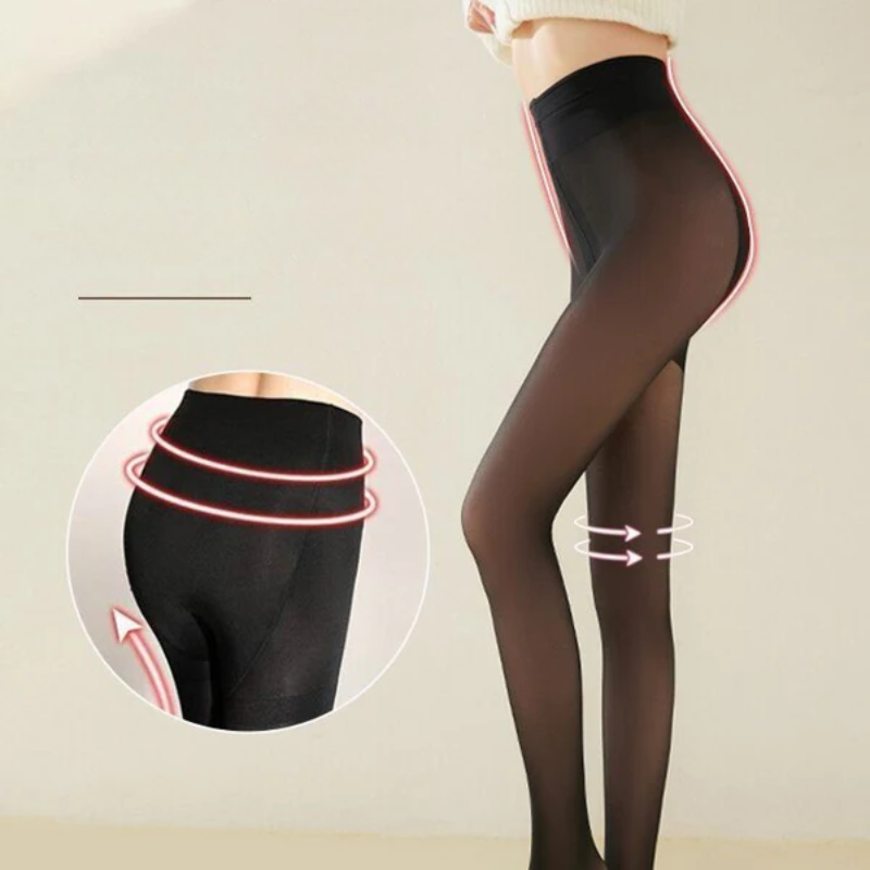 BeinGlam™ Perfect doorzichtige warme tights met pluche voering voor slanke benen