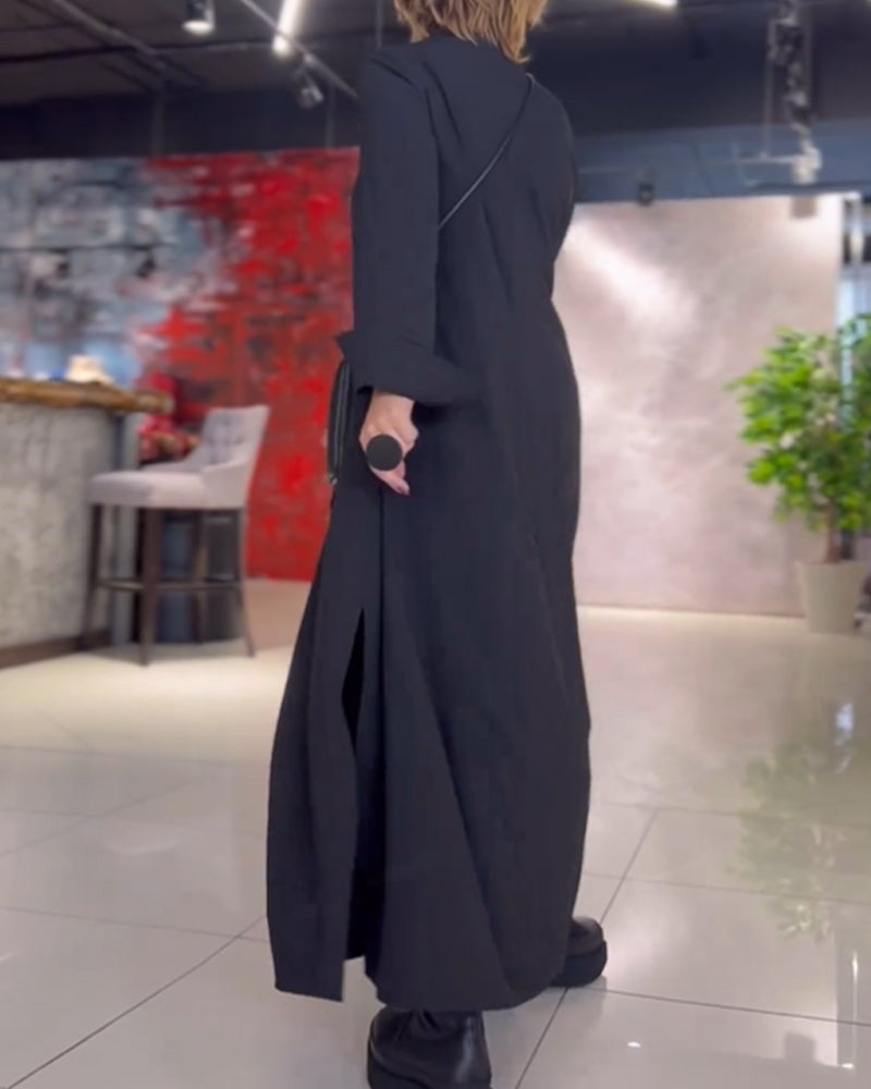 Amara™ | Luxe Maxi Jurk met Diagonale Halslijn en Stijlvolle Zijsplit voor Zomerse Elegant