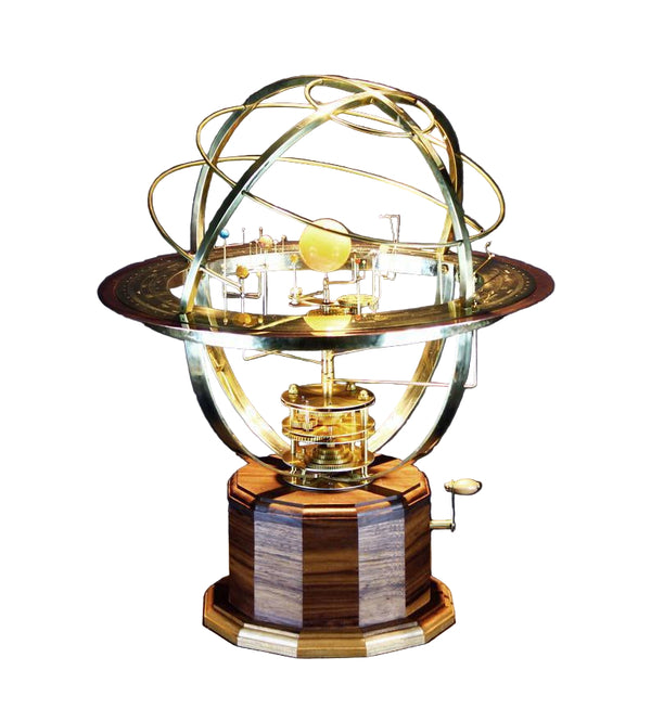 Interactief Zonnestelsel Model | 9 Planeten & 28 Manen | Messing Tandwielen & Halfedelstenen