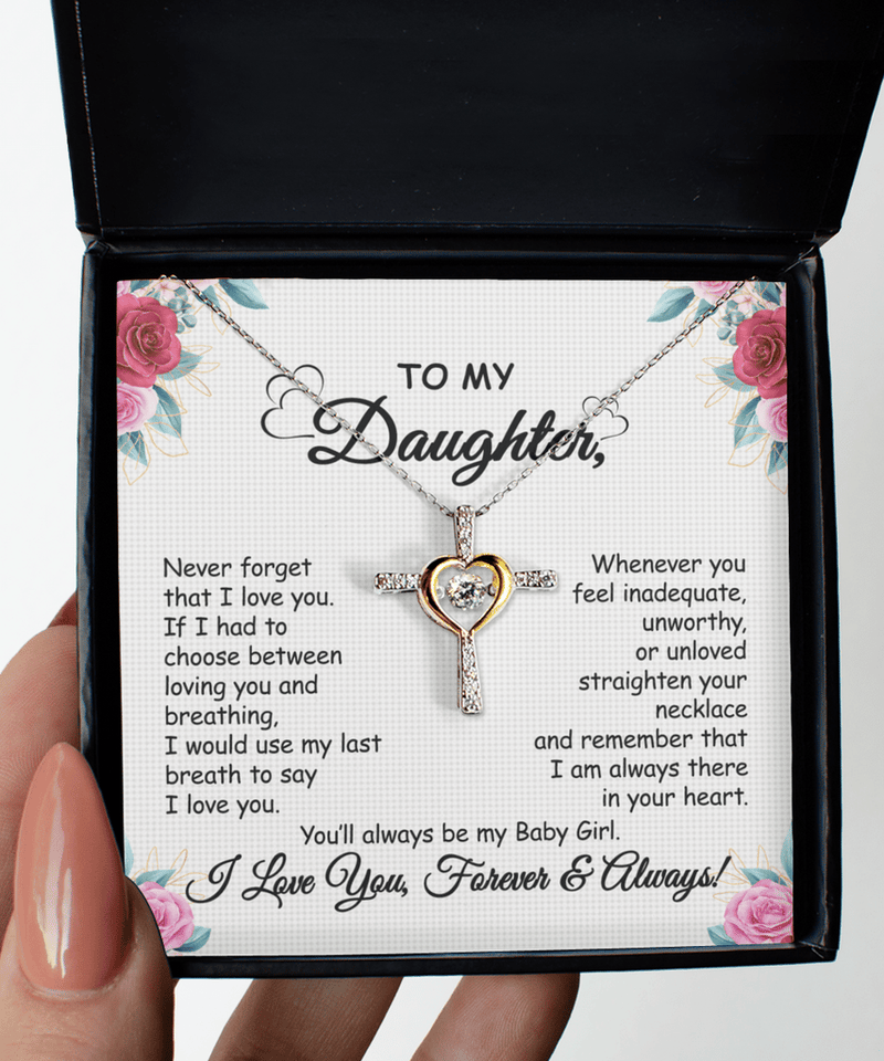 Halsketting met boodschapkaart | Geschenk voor dochter | Kruis met zirconia & geschenkdoos