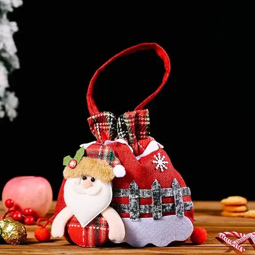 Kerst Cadeauzakjes | Herbruikbare Stoffen Cadeautas | Sneeuwman, Kerstman & Rendier Designs