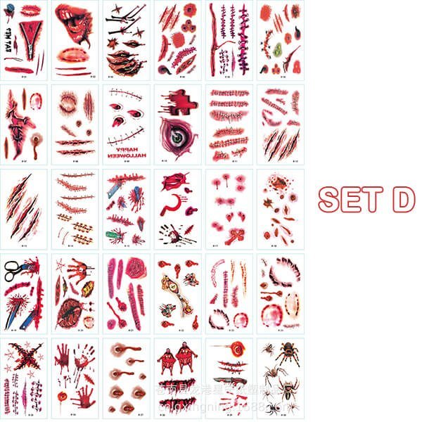 Halloween Tijdelijke Tattoo Stickers | Waterproof | Realistisch & Veilig