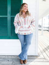 Dames Bootcut Jeans | Hoge Taille | Dubbele Knop & Gerafelde Zoom