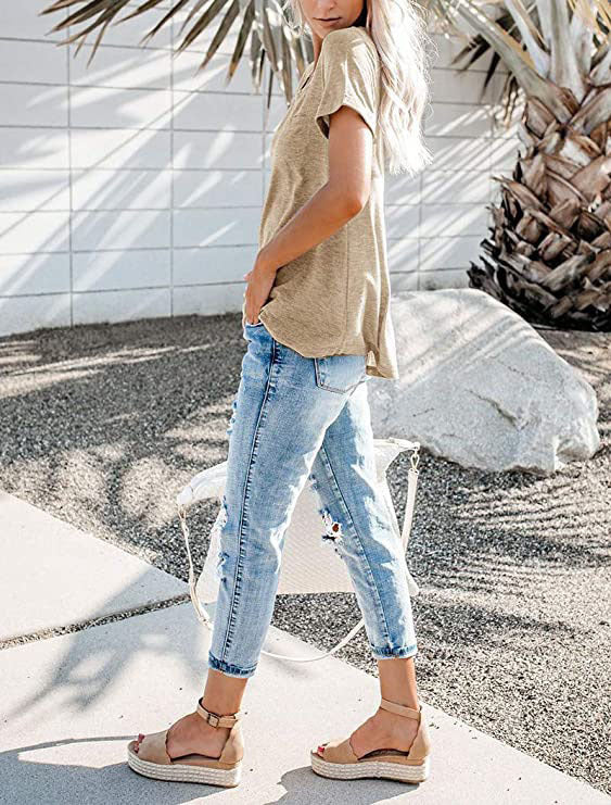 Lotte™ Blouse Met Korte Mouwen en V-hals