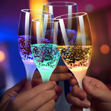 LED Wijn- en Champagneglazen | 6 Kleuren | Vloeistof Geactiveerd | Herbruikbaar | Set van 2 Stuks