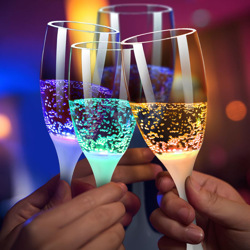 LED Wijn- en Champagneglazen | 6 Kleuren | Vloeistof Geactiveerd | Herbruikbaar | Set van 2 Stuks