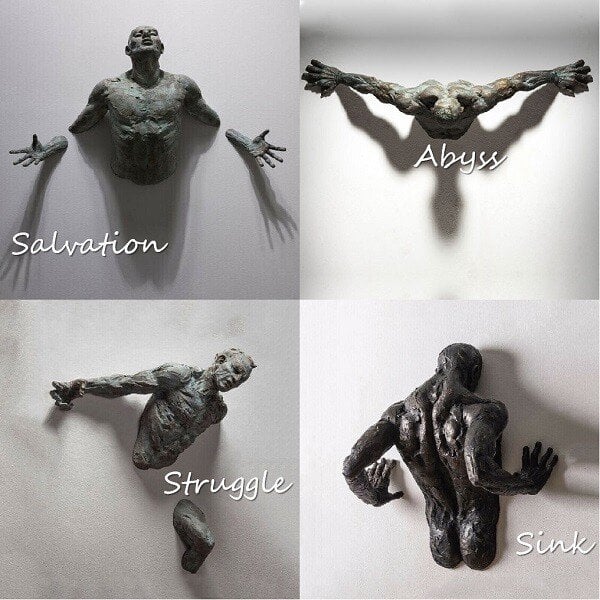 Decoratief Wandbeeld | Resin Kunstwerk | Abstracte Mensfiguren | Ophangbaar | Meerdere Maten