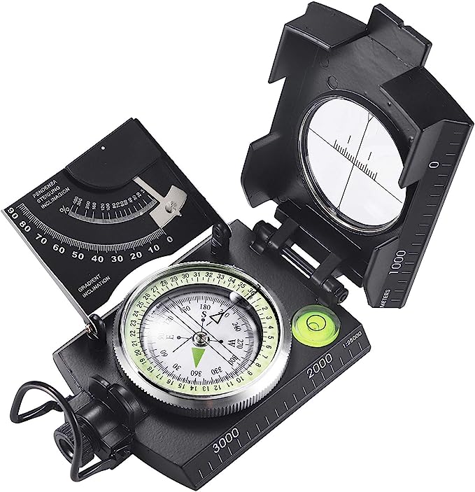 Militaire Kompas | Waterdicht | Clinometer & 360° Richtingschaal | Aluminium Legergroen
