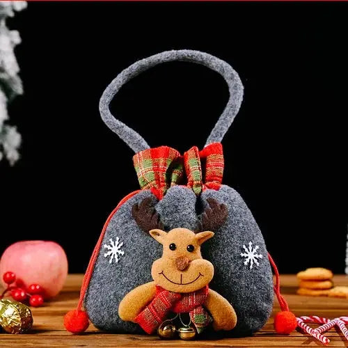 Kerst Cadeauzakjes | Herbruikbare Stoffen Cadeautas | Sneeuwman, Kerstman & Rendier Designs