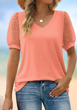 Janne - V-hals T-shirt met mouw en buikbedekking