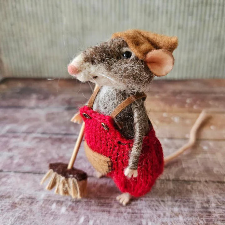 Kerst Ornament | Handgemaakte Viltmuis | Duurzaam & Decoratief