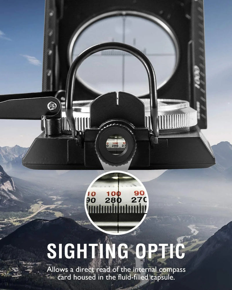 Militaire Kompas | Waterdicht | Clinometer & 360° Richtingschaal | Aluminium Legergroen