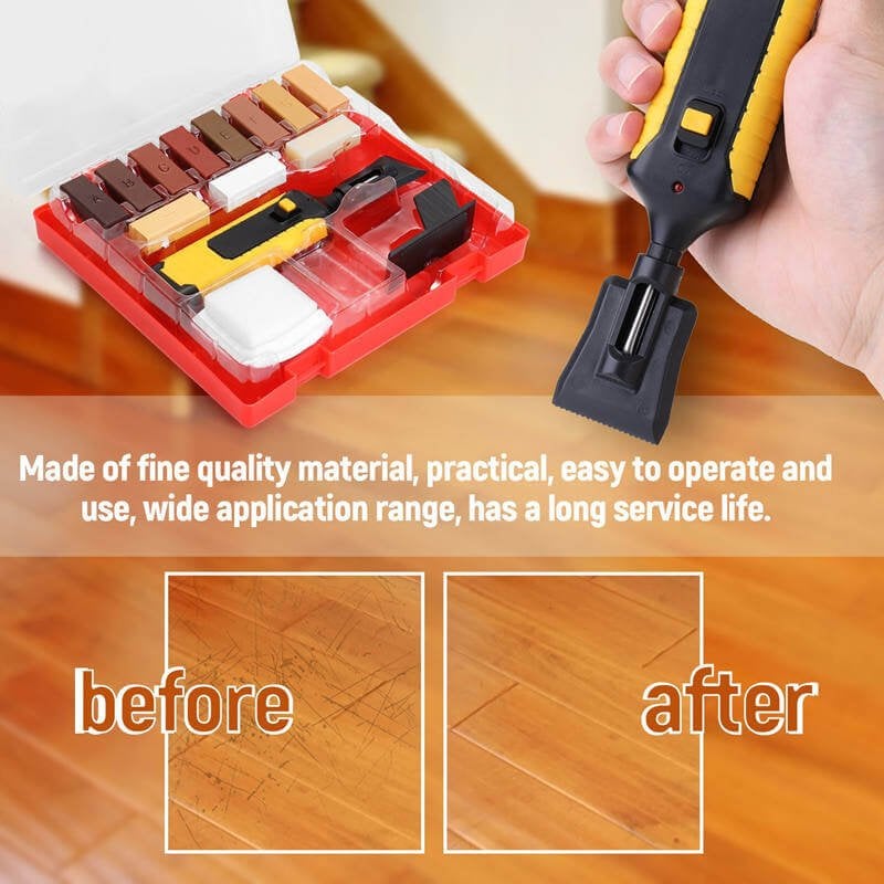 Hout Reparatieset | Laminaat & Meubel Krassen Herstellen | 11 Wasblokjes + Smeltpen