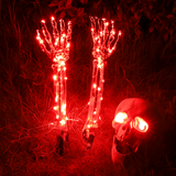 Halloween Tuinverlichting | Glow-in-the-Dark Schedel met Handen | 8 Lichtstanden | Weerbestendig