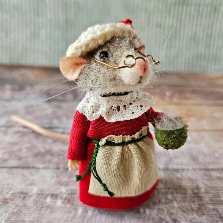 Kerst Ornament | Handgemaakte Viltmuis | Duurzaam & Decoratief