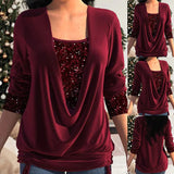 Helga™ Lange mouwen pailletten shirt