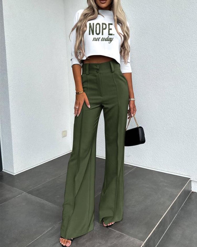 Dames Jasje & Rechte Hoge Taille Broek Set | Effen Kleur | Chic & Comfortabel