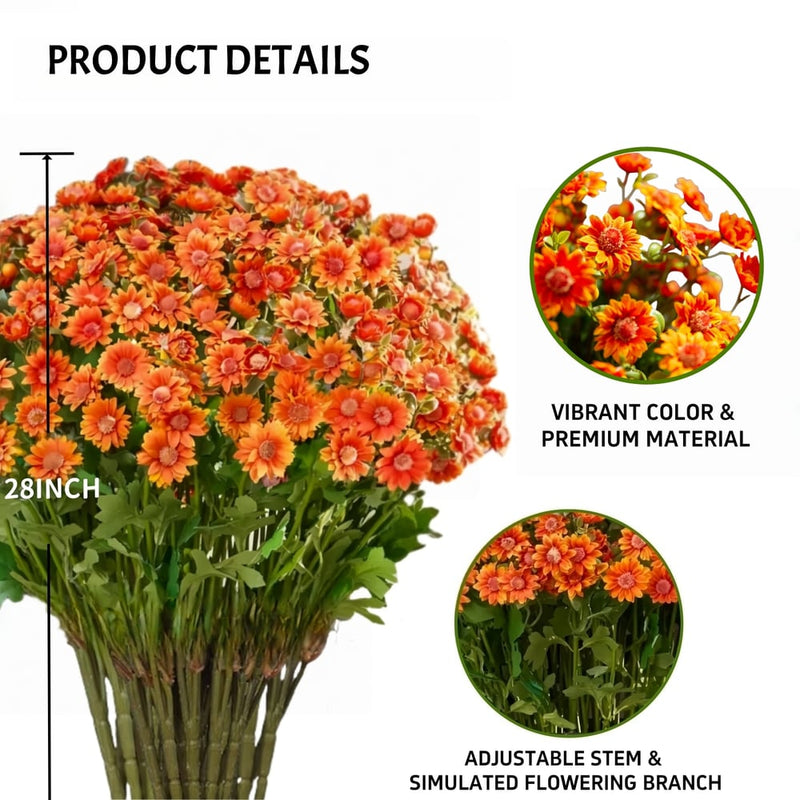 Kunstbloemen Chrysanten | UV-bestendig | Levensecht Design | Herfstdecoratie voor Veranda & Tuin