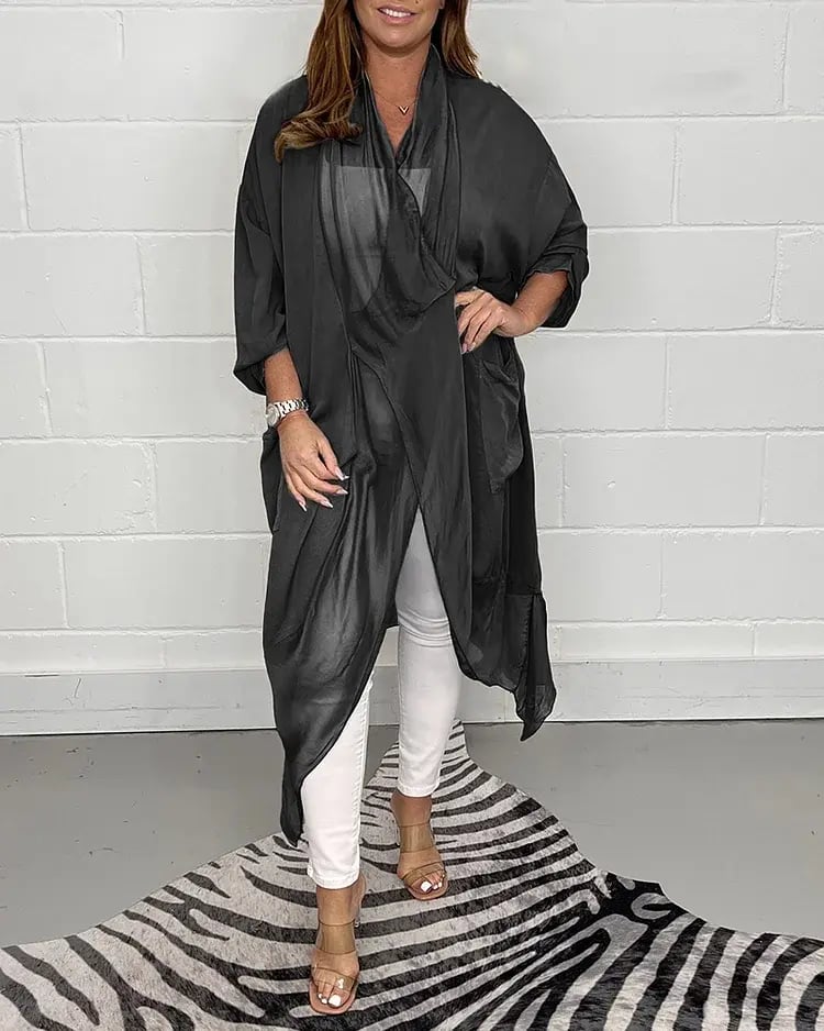 Dames V-hals Top | Losvallend Design | Vloeiende Stof met Luxe Glans