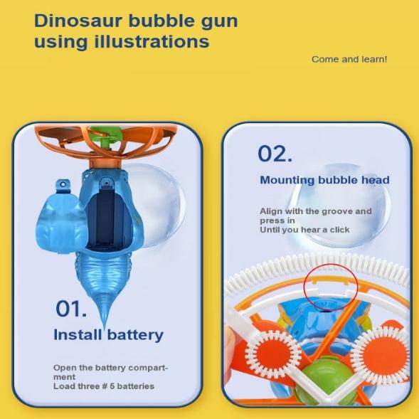 Dinosaurus Bellenblaas Pistool | Elektrisch | 1000+ Bellen per Minuut | ABS Kunststof