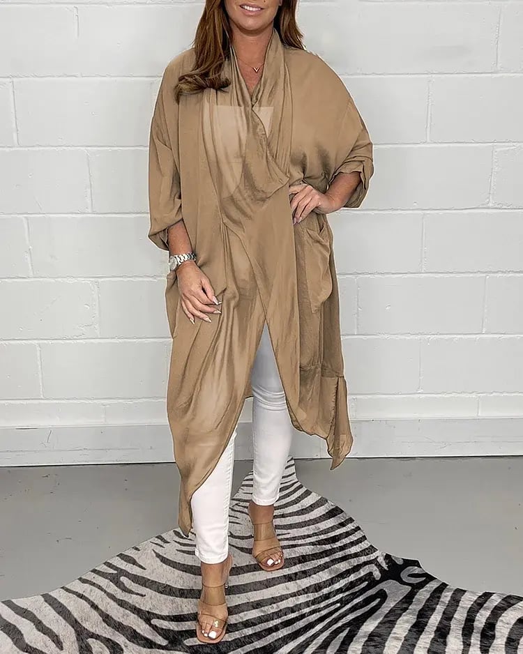 Dames V-hals Top | Losvallend Design | Vloeiende Stof met Luxe Glans