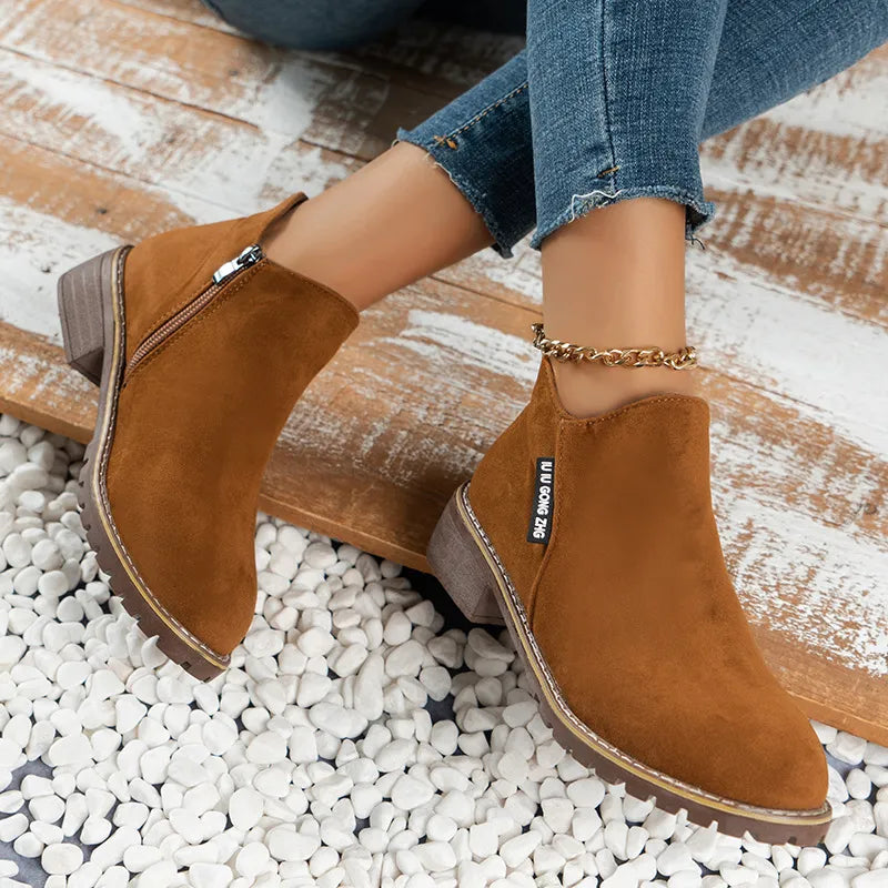 Dames Enkelboots | Dikke Zool | Hoogwaardig Kunstleer | Comfortabel